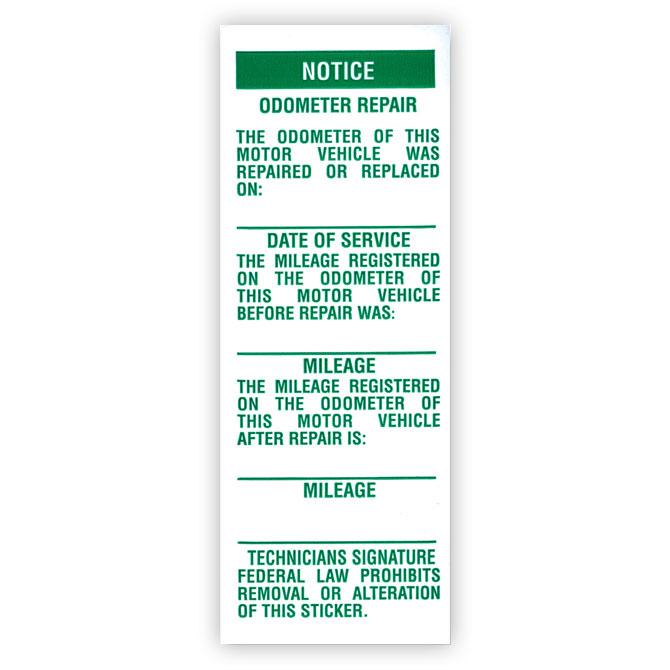 Odometer Repair Label