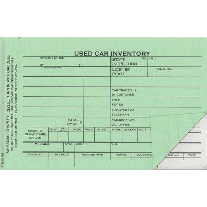 Used Car Inventory Card