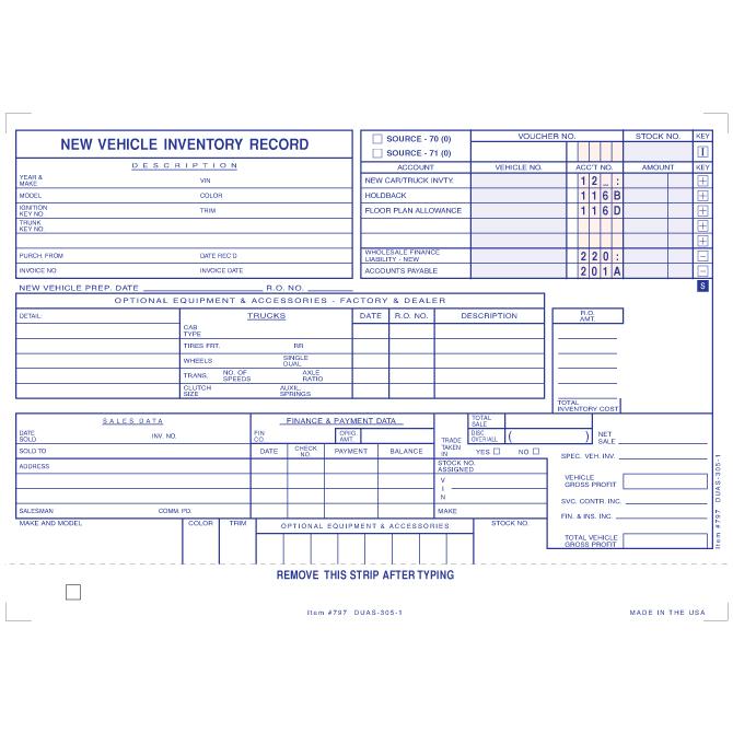 Vehicle Inventory Cards