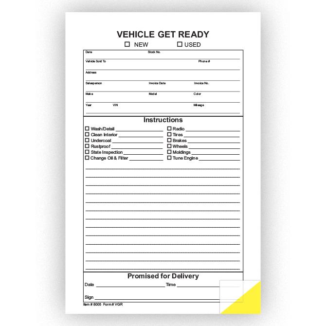 Vehicle Get Ready Form