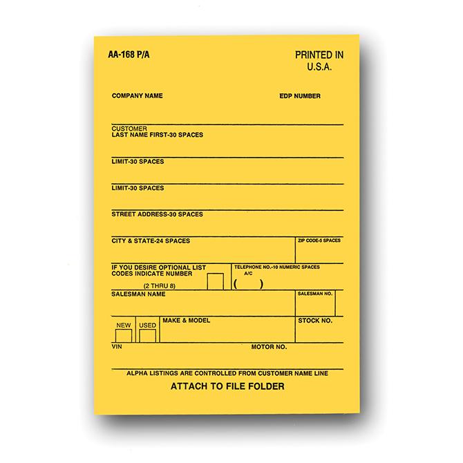 Vehicle Deal Labels (1-Part)