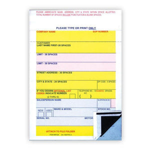 Vehicle Deal Labels (3-Part) - Permanent Adhesive Sales Department The Dealership Store