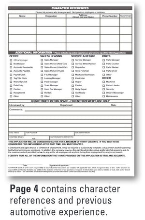 Application For Employment Office Forms The Dealership Store