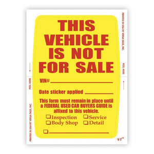 Vehicle Not For Sale Sticker (Face-Stick) Sales Department The Dealership Store