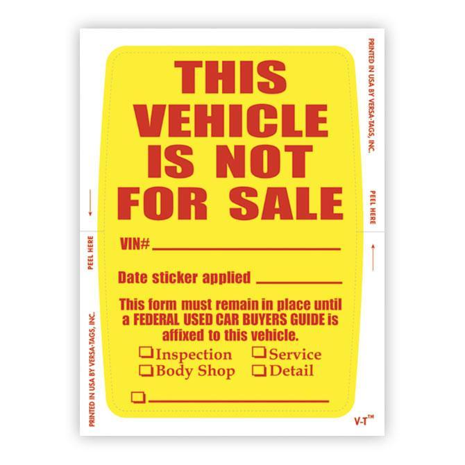 Vehicle Not For Sale Sticker (Face-Stick)