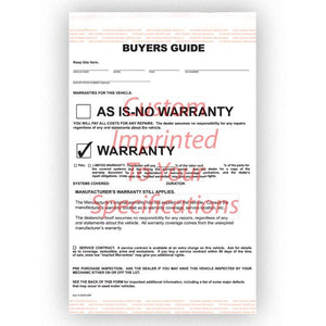 Imprinted Buyers Guide Sales Department The Dealership Store Manufacturer Warranty