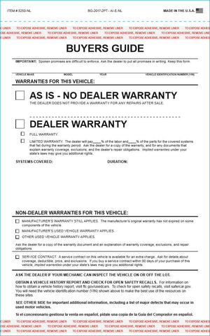 Imprinted Buyers Guide Sales Department The Dealership Store As-Is - No Lines