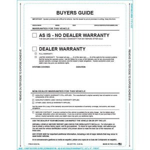 PEEL n SEAL™ 1-Part Buyers Guide - As Is - No Lines Sales Department The Dealership Store