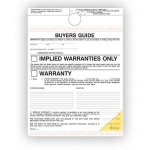 Hanging Buyers Guide Sales Department The Dealership Store Implied Warranty