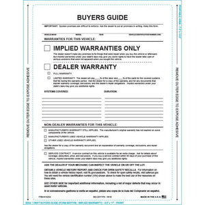 PEEL n SEAL™ 1-Part Buyers Guide - Implied Warranty Sales Department The Dealership Store