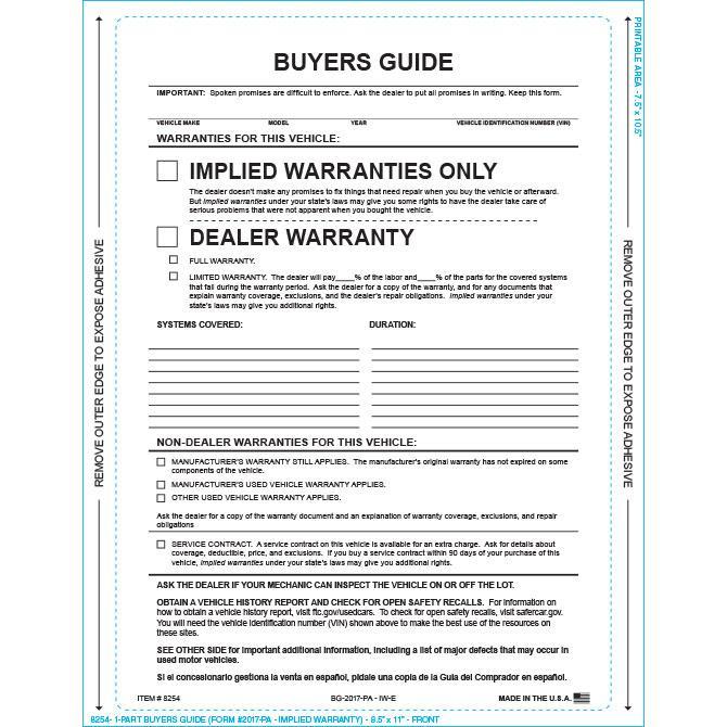 PEEL n SEAL™ 1-Part Buyers Guide - Implied Warranty