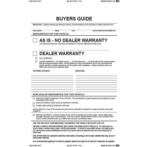 PEEL n SEAL™ 2-Part Buyers Guide - As Is Sales Department The Dealership Store
