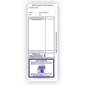 Pre-Printed Addendum Stickers (Self-Adhesive) Sales Department The Dealership Store Blue