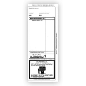 Imprinted Stock Addendum Stickers (Adhesive) Sales Department The Dealership Store Black