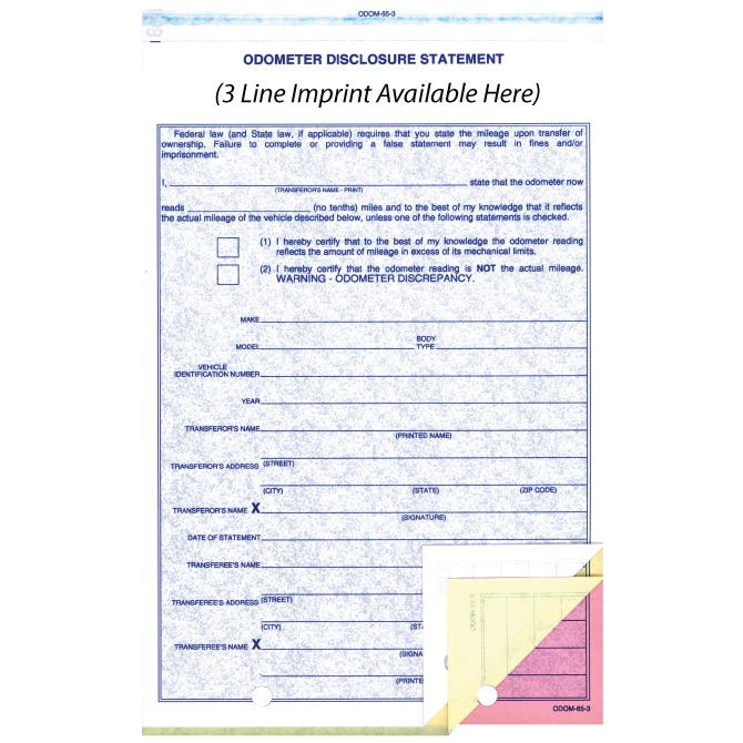 Imprinted Odometer Disclosure Statements