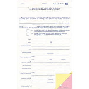 Odometer Disclosure Statements - No Screen Sales Department The Dealership Store (Form #ODOM-65-3) - No Screen