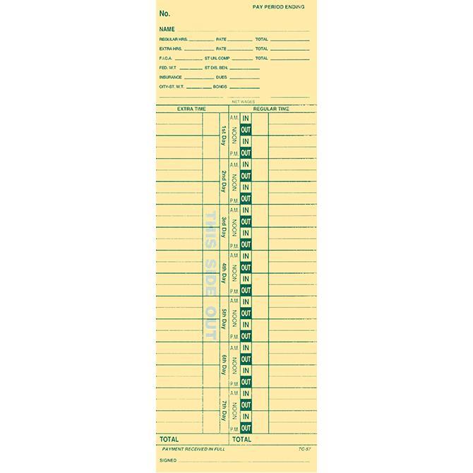 Time Clock Cards (Form TC-57)