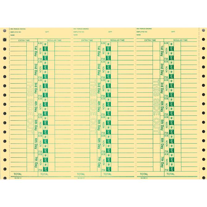 Time Clock Cards (Form AA-292-VI)