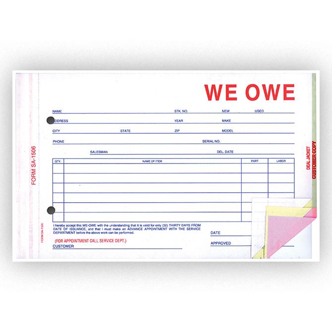 We Owe Form (4-Part)